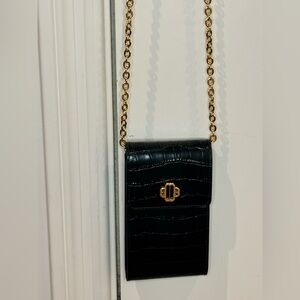 Maje Dark Green Embossed Chain Strap Bag